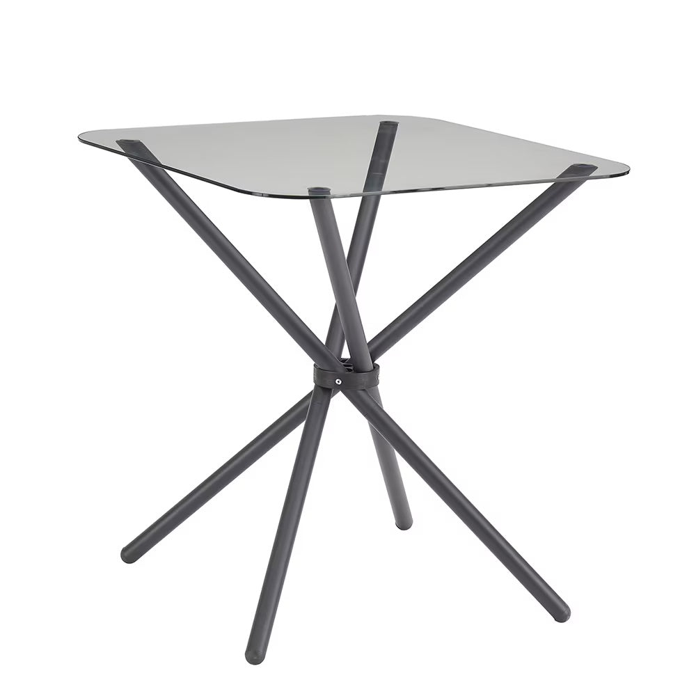 2-Person Glass Dining Table Set with Metal Chairs