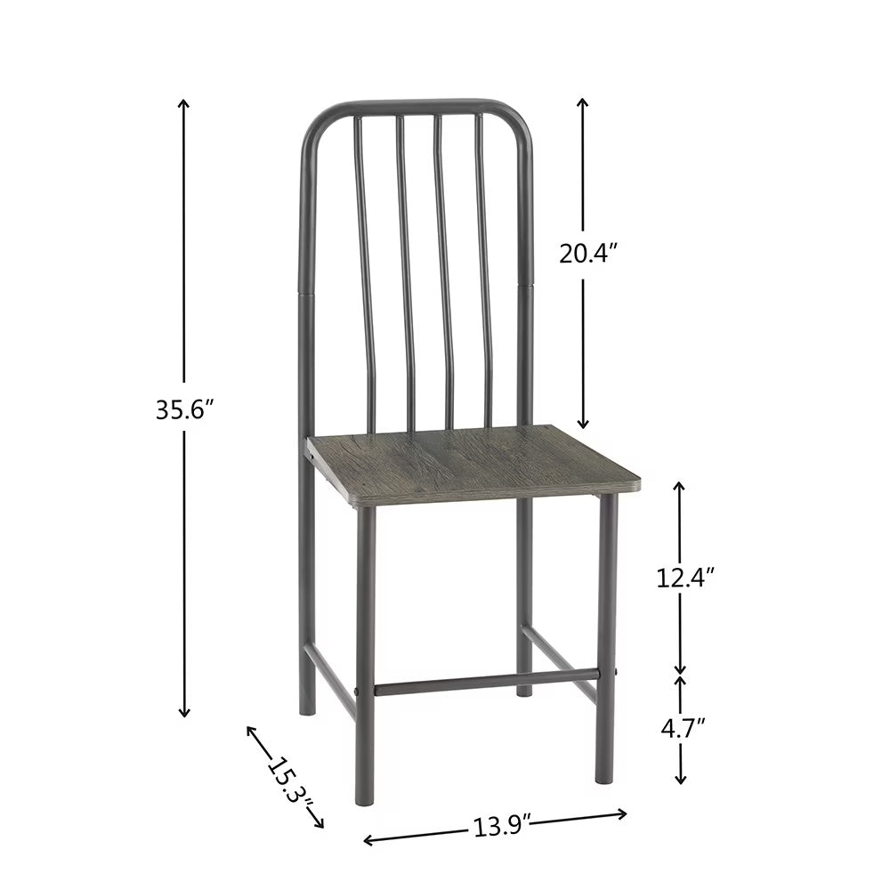 2-Person Glass Dining Table Set with Metal Chairs