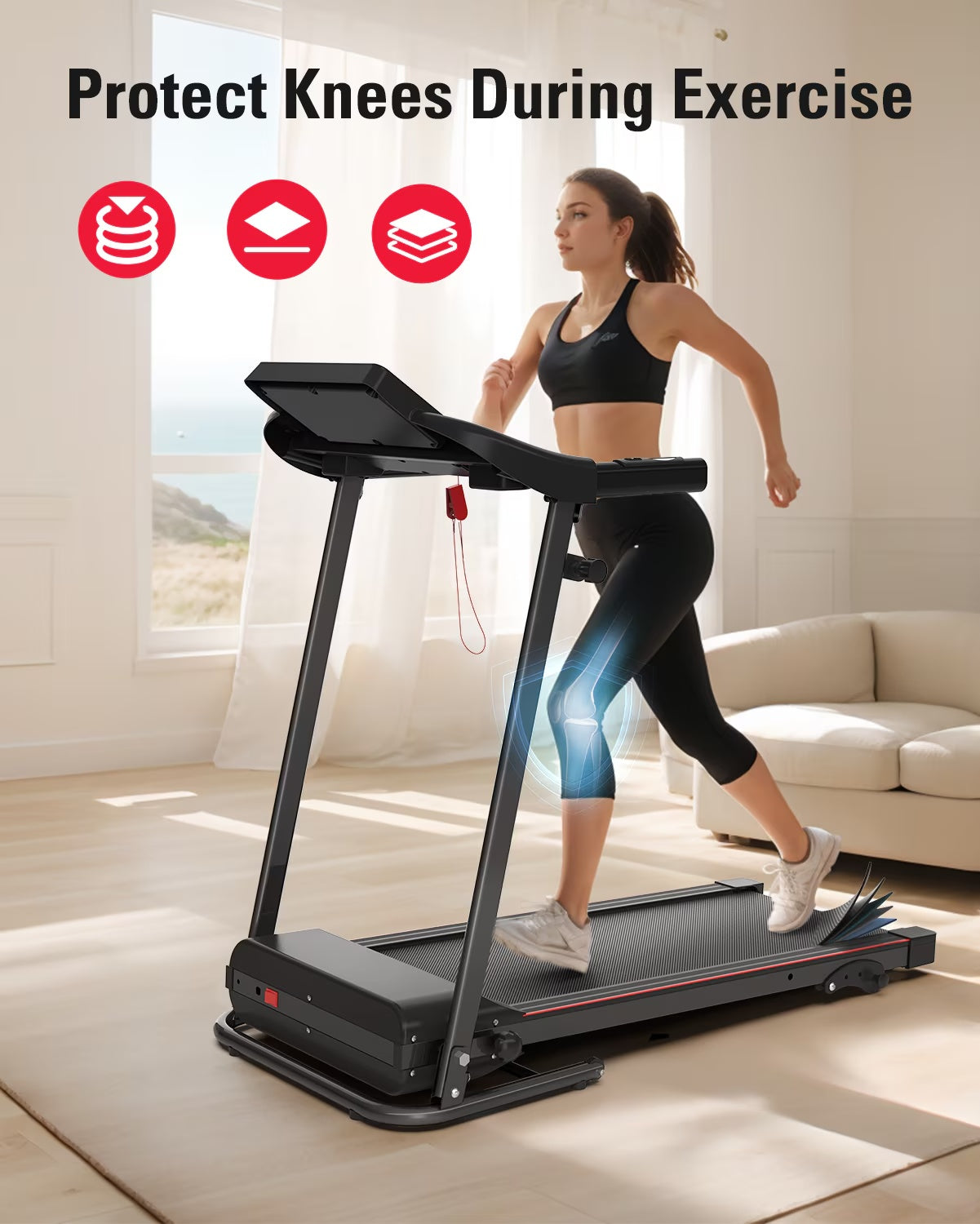 Foldable Walking Treadmill with 3-Level Incline
