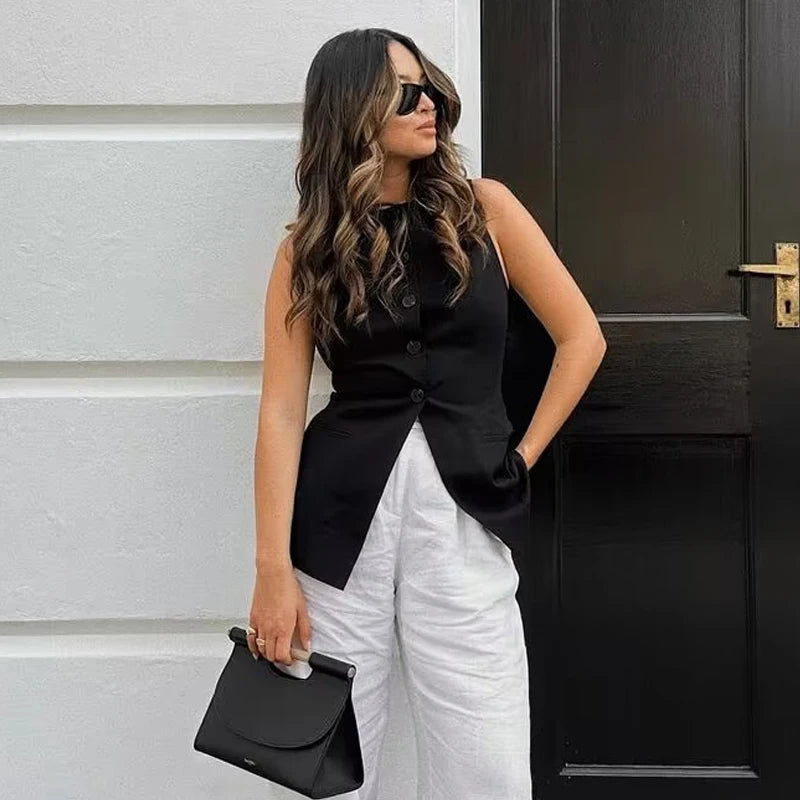 White Sleeveless Vest