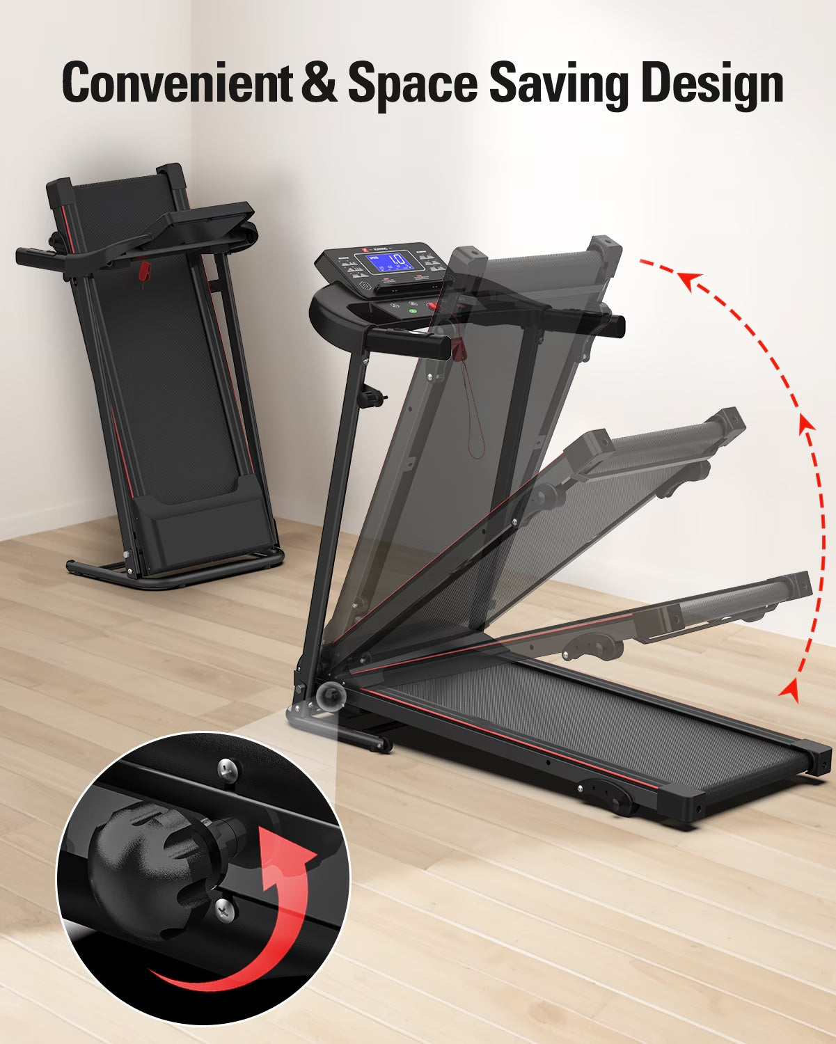 Foldable Walking Treadmill with 3-Level Incline